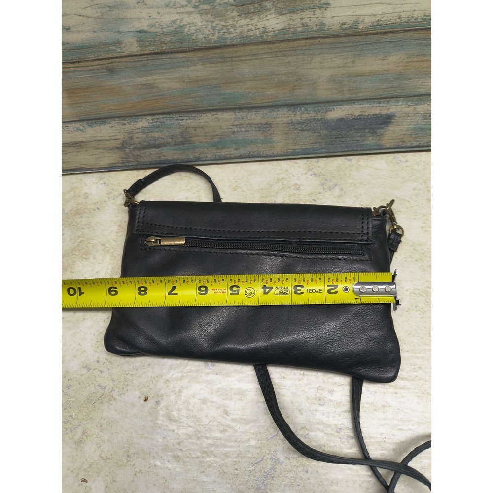 Vera Pelle Italian Black Leather Small Crossbody Purse - Picture 6 of 7